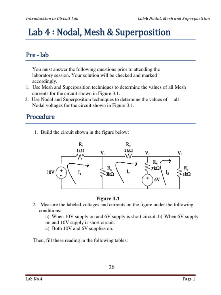 Lab 4 Nodal, Mesh & Superposition | PDF | Electrical Engineering ...