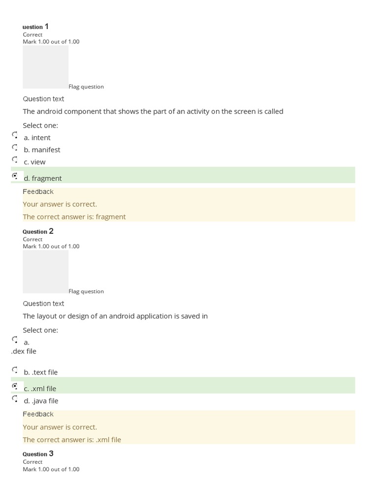 Android Development Quiz Results | PDF | Android (Operating System ...