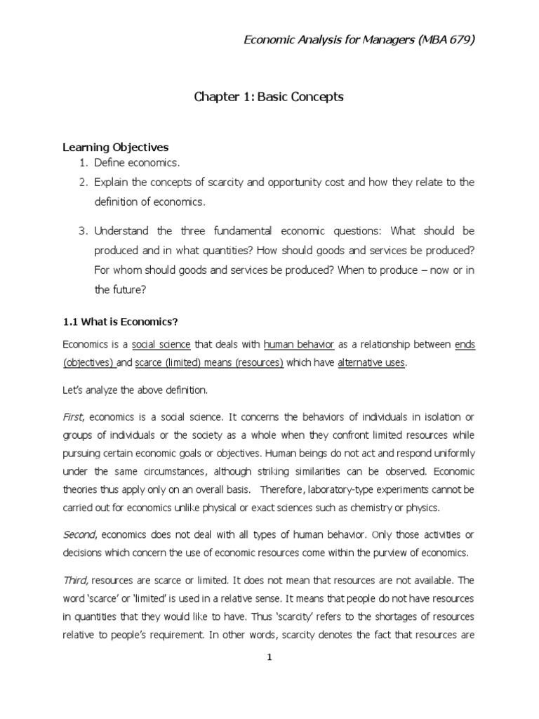 Chapter 1 Basic Concepts | Download Free PDF | Microeconomics | Economics