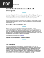 Business Analyst Job Description