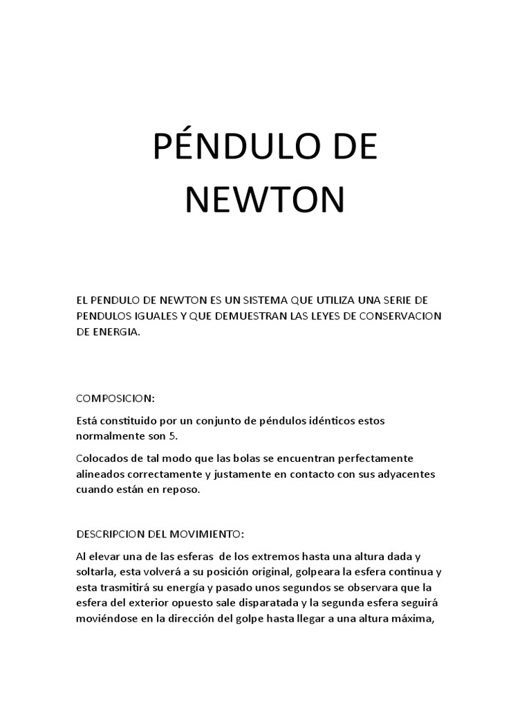 Pendulo de Newton Original, PDF, Péndulo