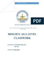 Biology As/A Level Classwork: Submitted By: Kannita Sipaseuth (Jane)
