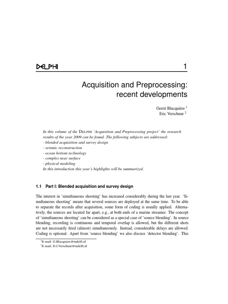 Advances in Seismic Acquisition Techniques | PDF | Reflection ...