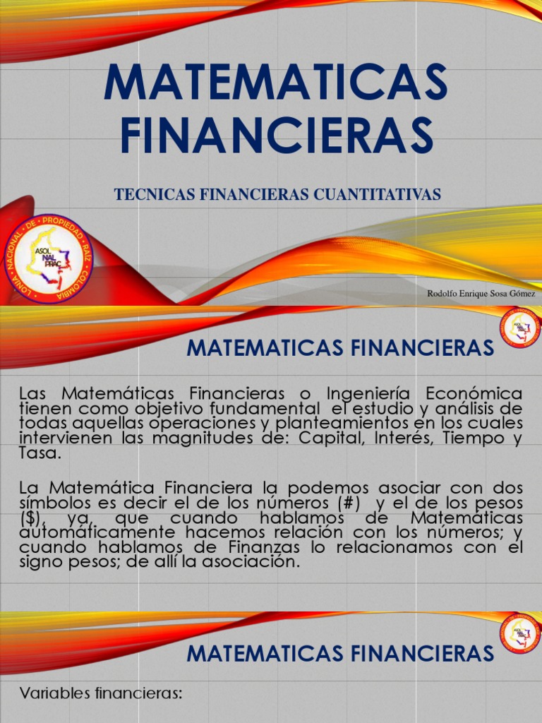 Matemáticas Financieras: Conceptos Clave | PDF | Finanzas Matemáticas ...
