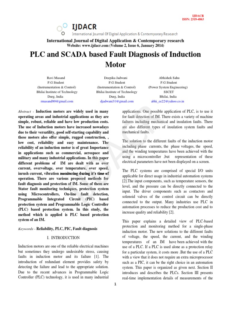 PLC-Based Fault Diagnosis for Induction Motors | PDF | Programmable ...