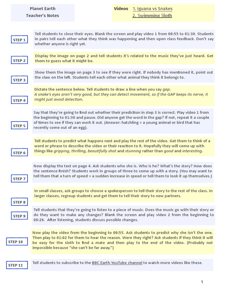 Planet Earth Teachers Notes2 PDF | PDF | Language Arts & Discipline
