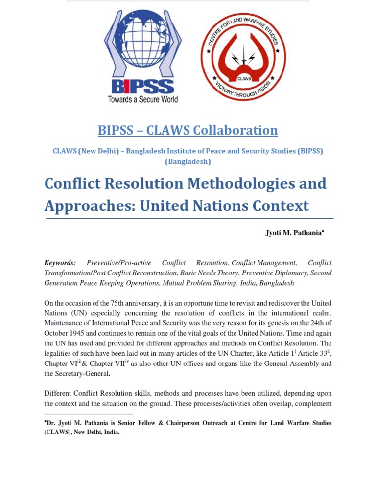 UN Conflict Resolution Strategies Explained | PDF | Peacekeeping ...