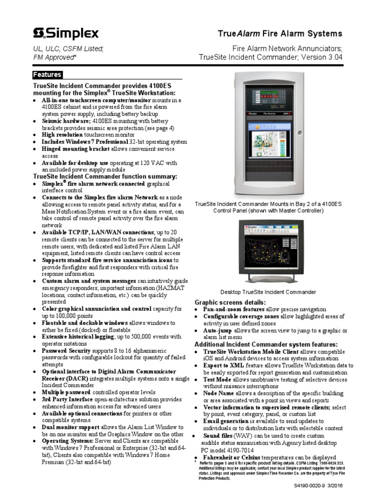 Truealarm Fire Alarm Systems: Features | PDF | Workstation | Server ...
