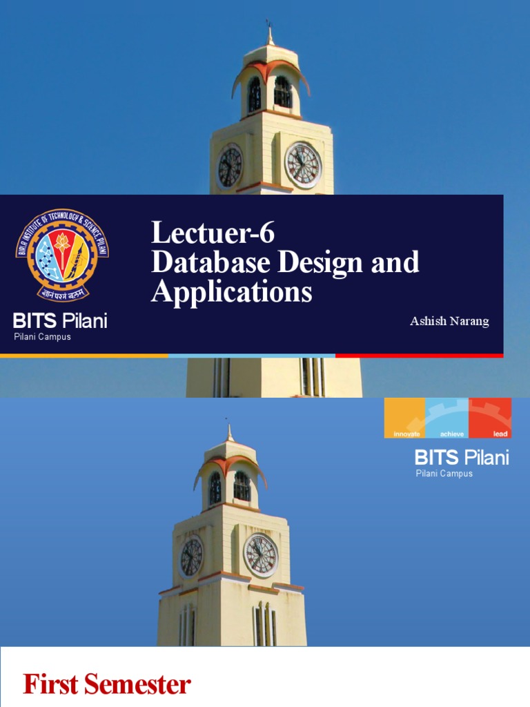 Lectuer-6 Database Design and Applications: BITS Pilani | PDF ...