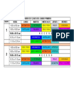 Horario de Clases Del Grado Primero