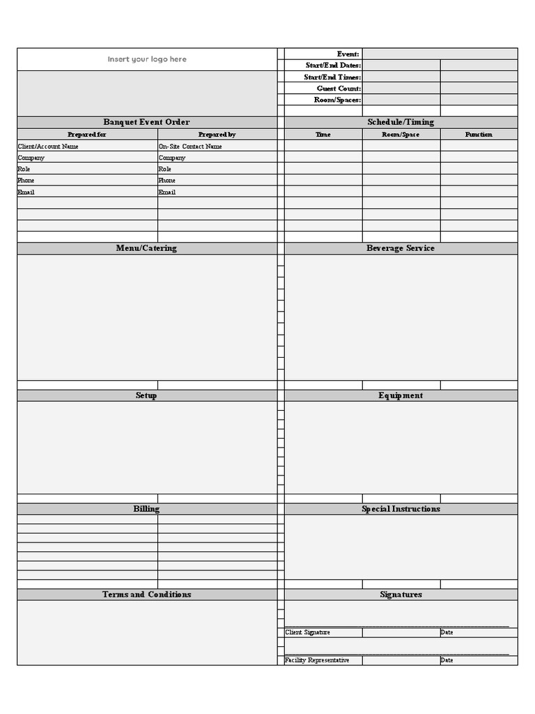 Banquet Event Order Template | PDF | Business