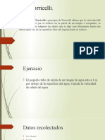 Teorema Torricelli: velocidad líquido orificio