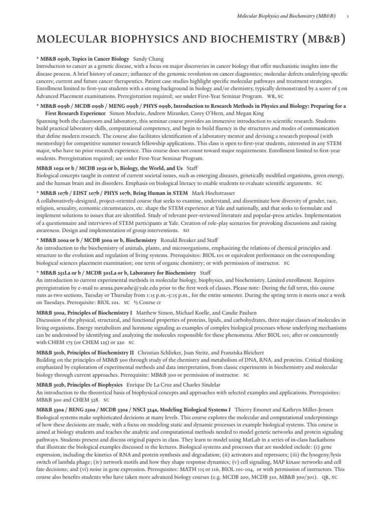 Molecular Biophysics Course Overview | PDF | Biology | Biochemistry