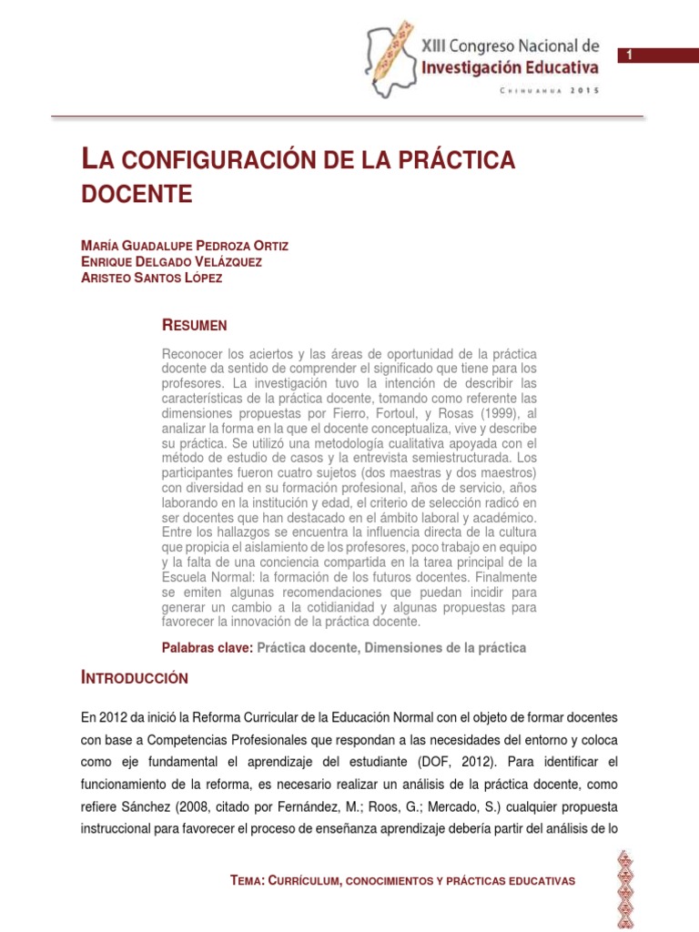Configuración de la Práctica Docente | PDF | Maestros | Plan de estudios