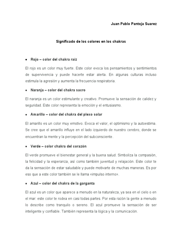Significado de los colores de los chakras | PDF | Color | Felicidad