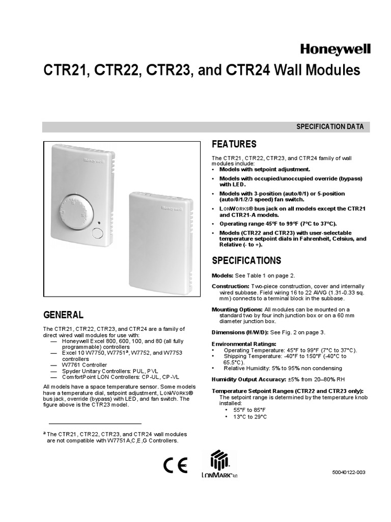 CTR21, CTR22, CTR23, and CTR24 Wall Modules: Features | PDF | Switch ...