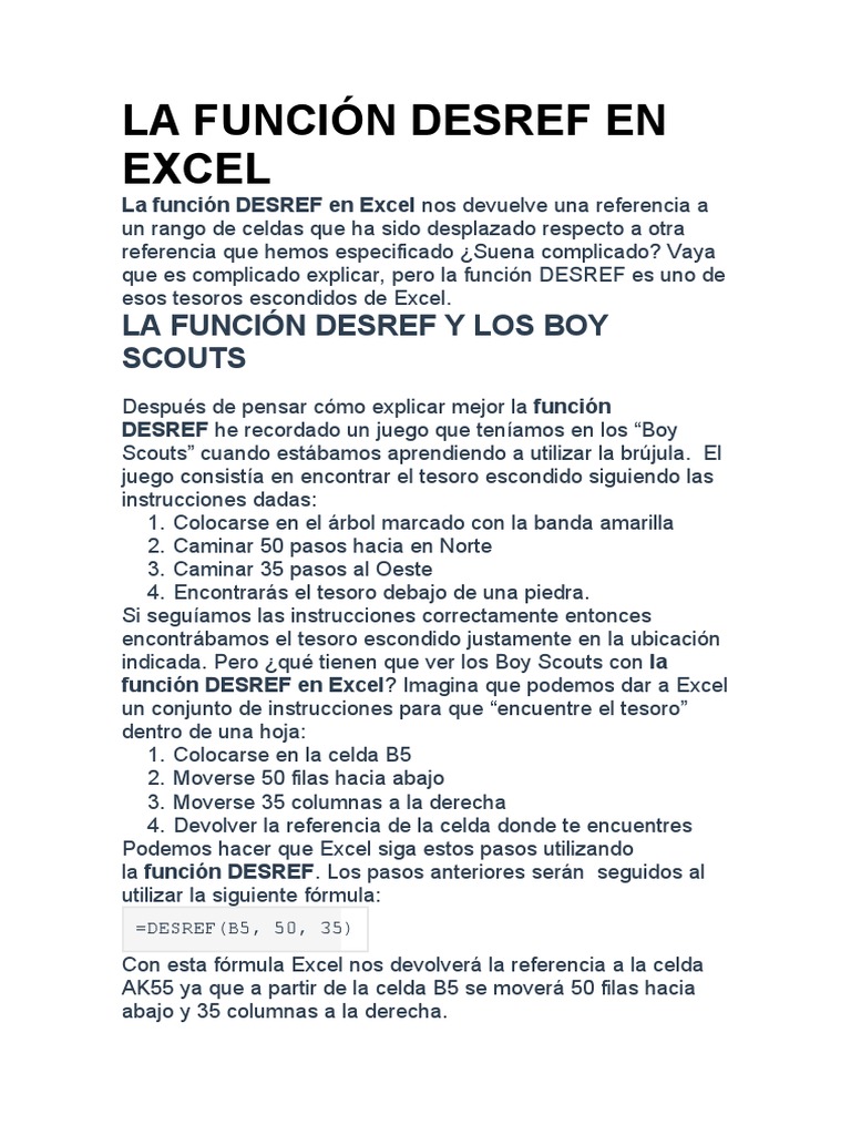 Función DESREF en Excel: Guía y Ejemplos | PDF | Microsoft Excel ...