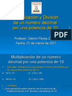 Multiplicación y División de Un Número Decimal Por Una Potenica de 10