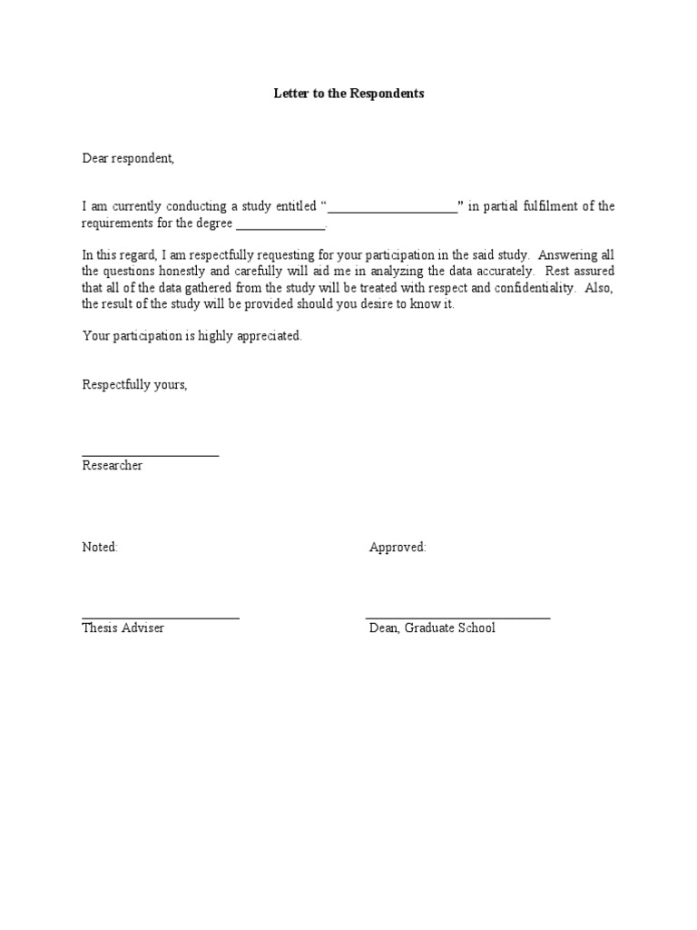 Sample Letter To The Respondents | PDF