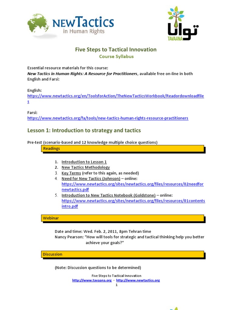 Five Steps to Tactical Innovation Guide | PDF | Goal | Case Study