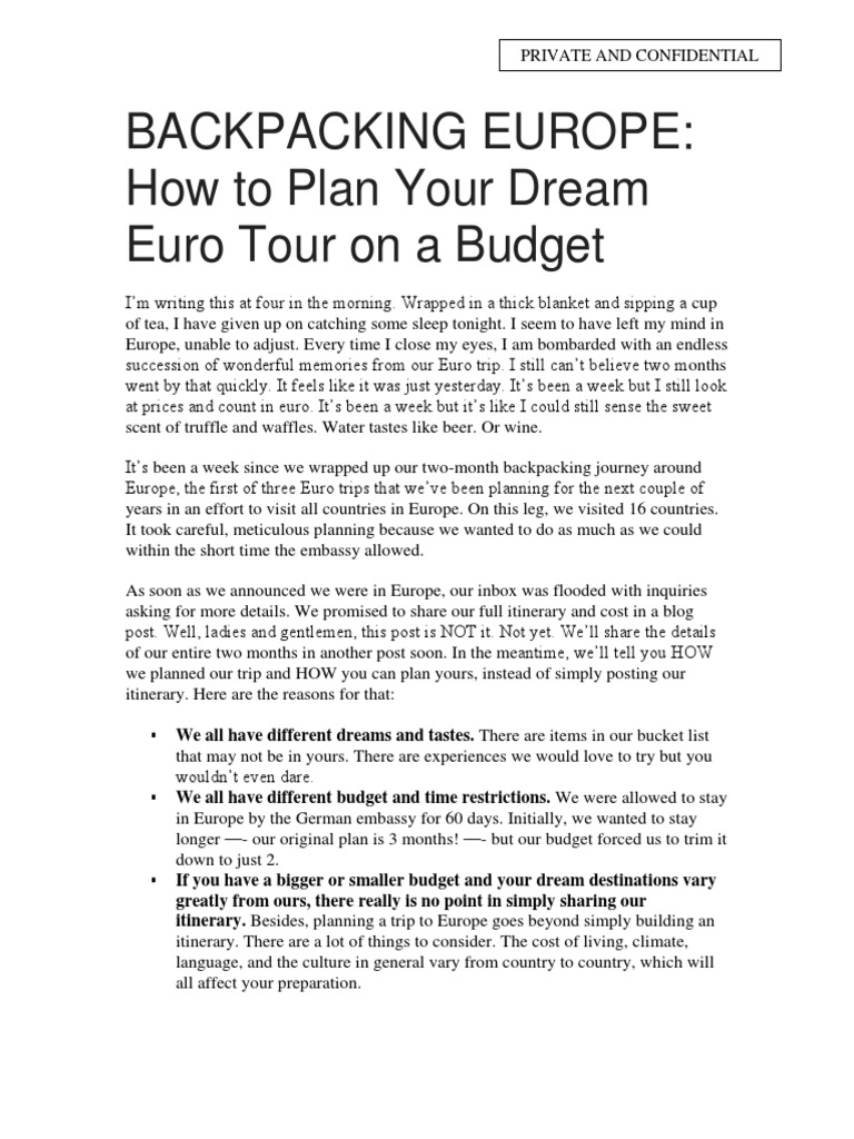 Euro Trip Guide 1 PDF Dormitory Travel Visa