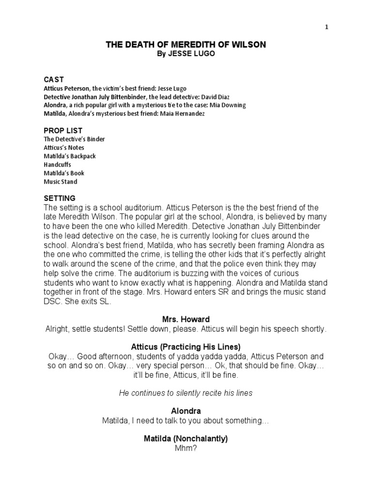 The Death of Meredith of Wilson | PDF | Violence