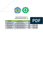 Jadwal Kuliah Semester 7