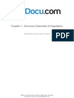 Chapter 1 Summary Essentials of Negotiation 2 PDF