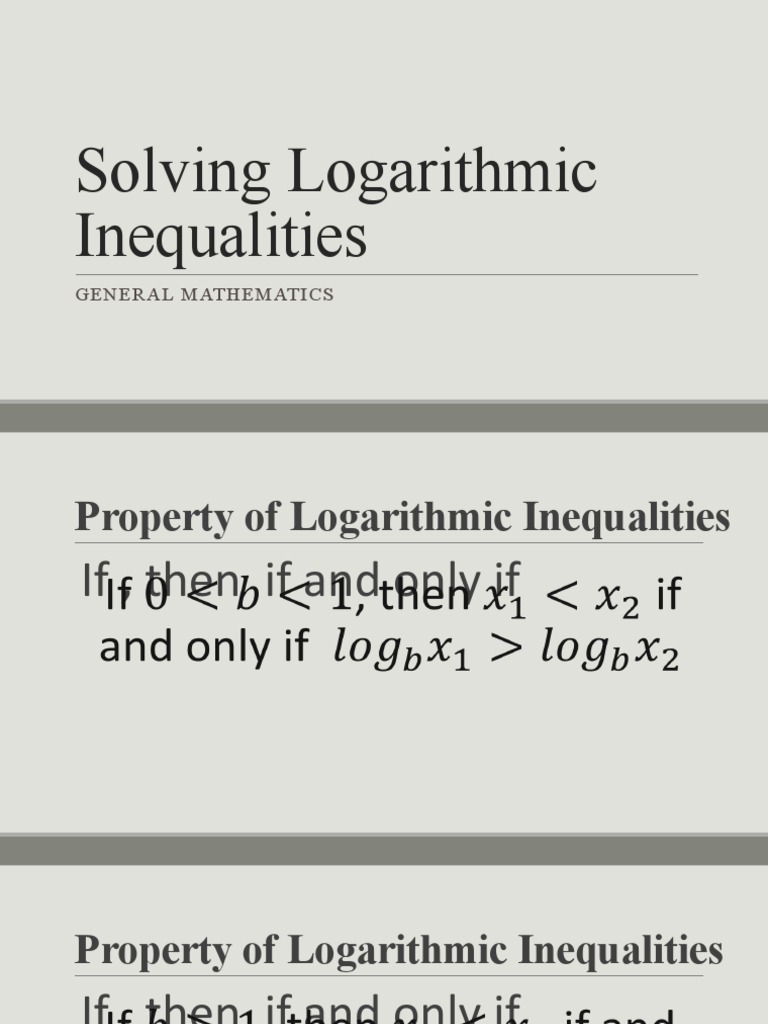 Solving Logarithmic Inequalities Guide | PDF | Inequality (Mathematics ...