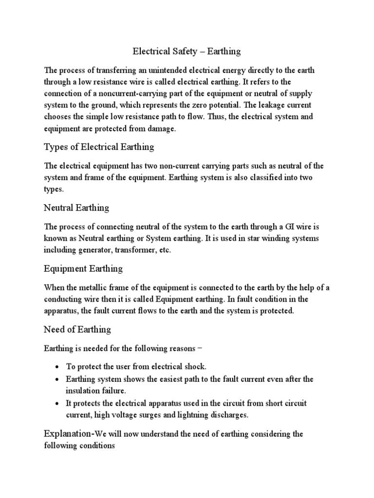 Electrical Earthing Guide for Engineers | PDF | Electricity | Nature