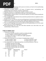 PART I: True or False: Management Accounting Quiz 1 Bsma