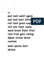 Long Vowel A Word List