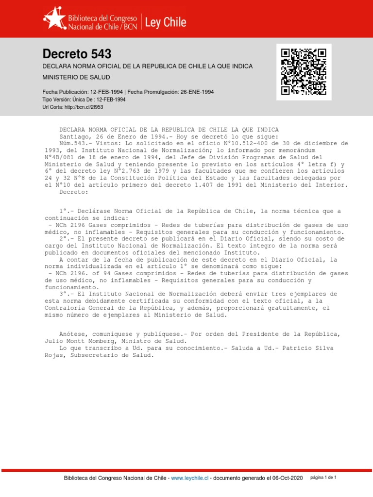 Dto 543 - 12 Feb 1994 | PDF | Chile | América del Sur