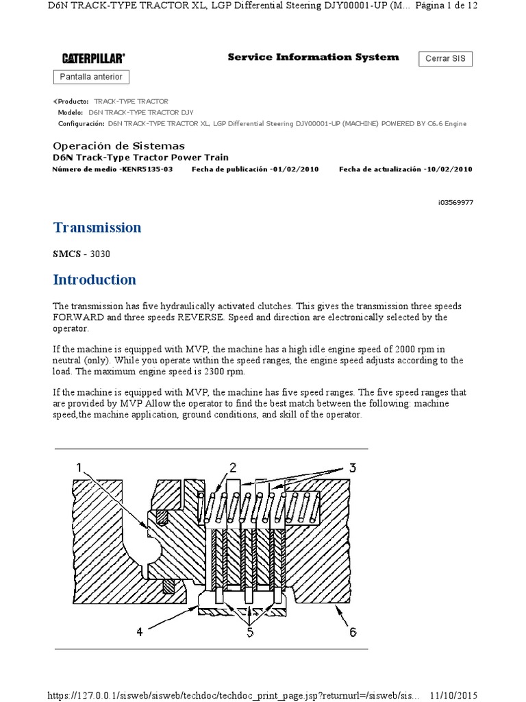 Sistema Operacion d6n PDF Transmission (Mechanics) Clutch