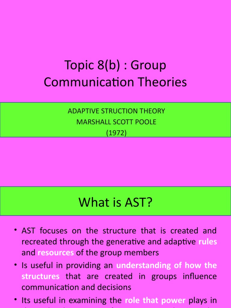Topic 8 (B) : Group Communication Theories: Adaptive Struction Theory ...