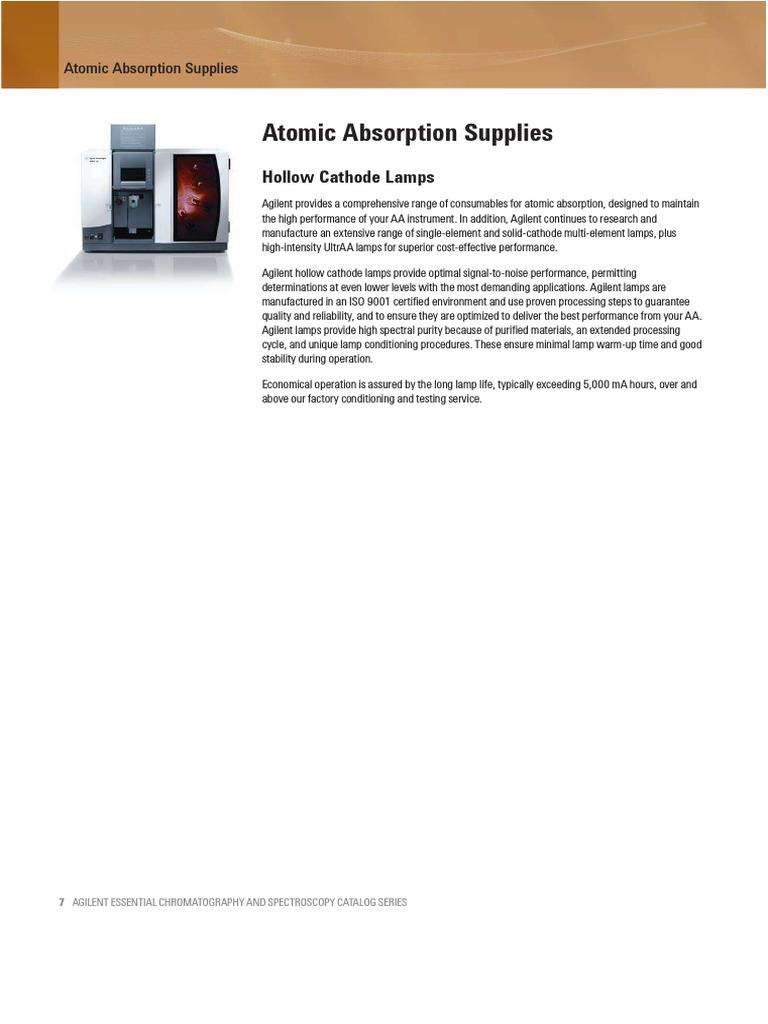 Agilent Atomic Absorption Supplies Catalog | PDF | Atomic Absorption ...
