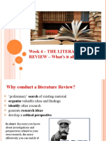 Week 4 - The Literature REVIEW - What's It All About????