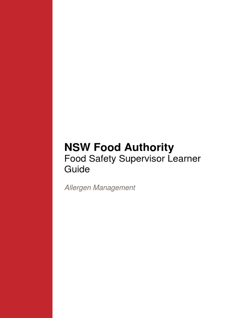 NSW Food Authority: Food Safety Supervisor Learner Guide | PDF | Food ...