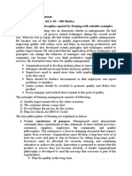 Total Quality Management Questions For The Test (10 X 10 100 Marks) 1. Describe Any Four Philosophies Quoted by Deming With Suitable Examples