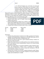 Problem 1: (LO 1, 2, 3, 4, 5), AP Lott Company Uses A Job Order Cost System and