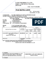 Packing List: Truong Phu Vinh One Member Co.,Ltd