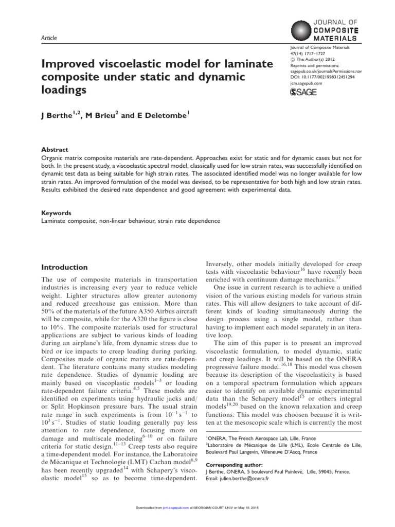 Improved Viscoelastic Model For Laminate Composite Under Static and