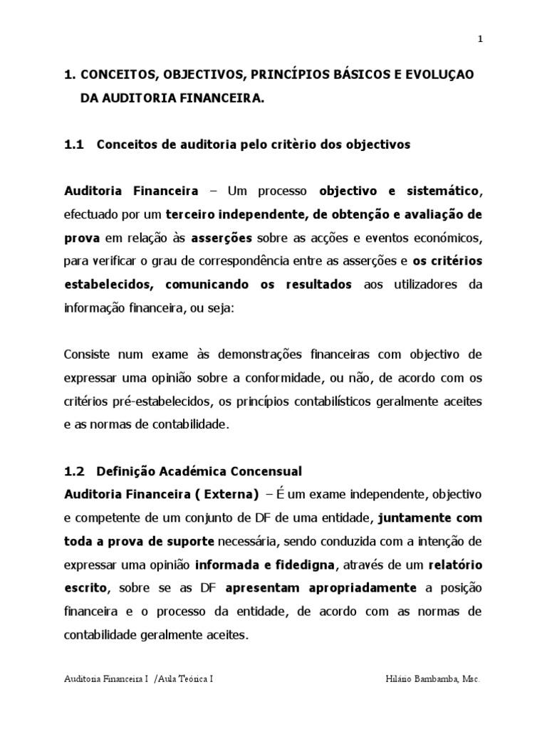 Conceitos E Princípios De Auditoria Pdf Pdf Auditoria Financeira