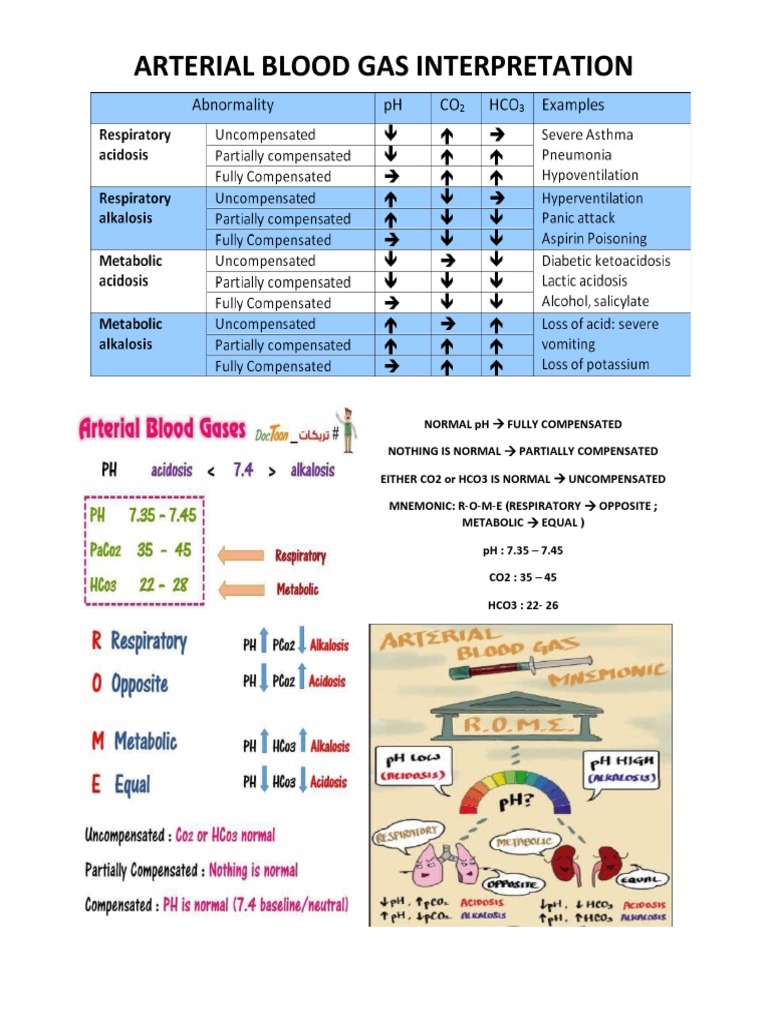 Arterial Blood Gas Interpretation Guide | PDF