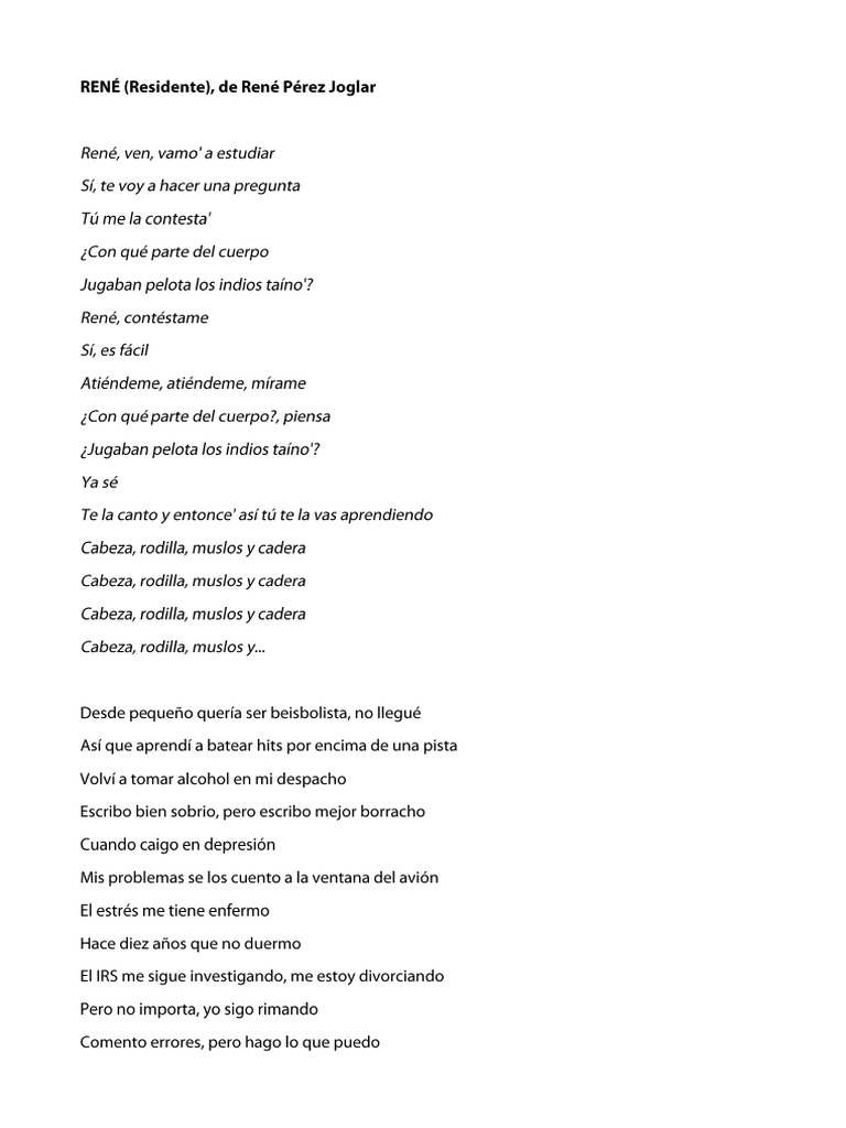 RENÉ Letra | PDF