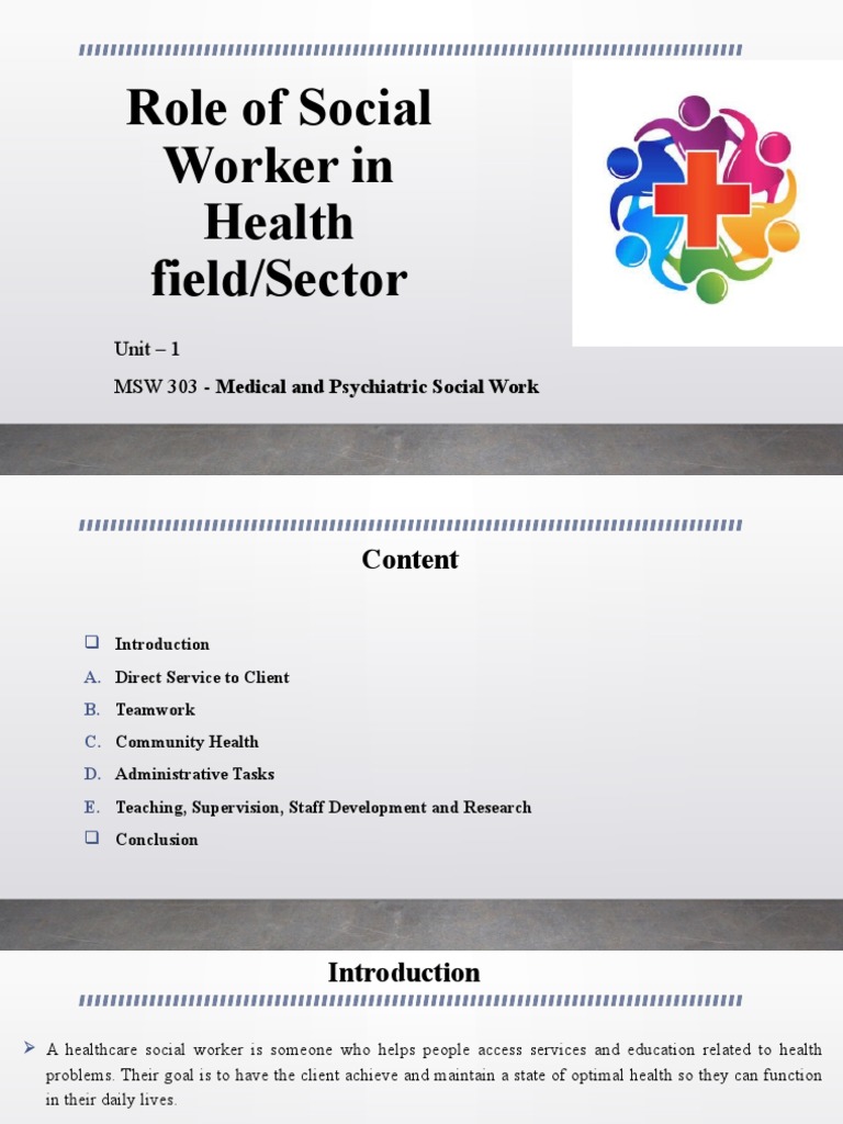 Medical Social Worker Roles Explained | PDF | Mental Health | Social Work