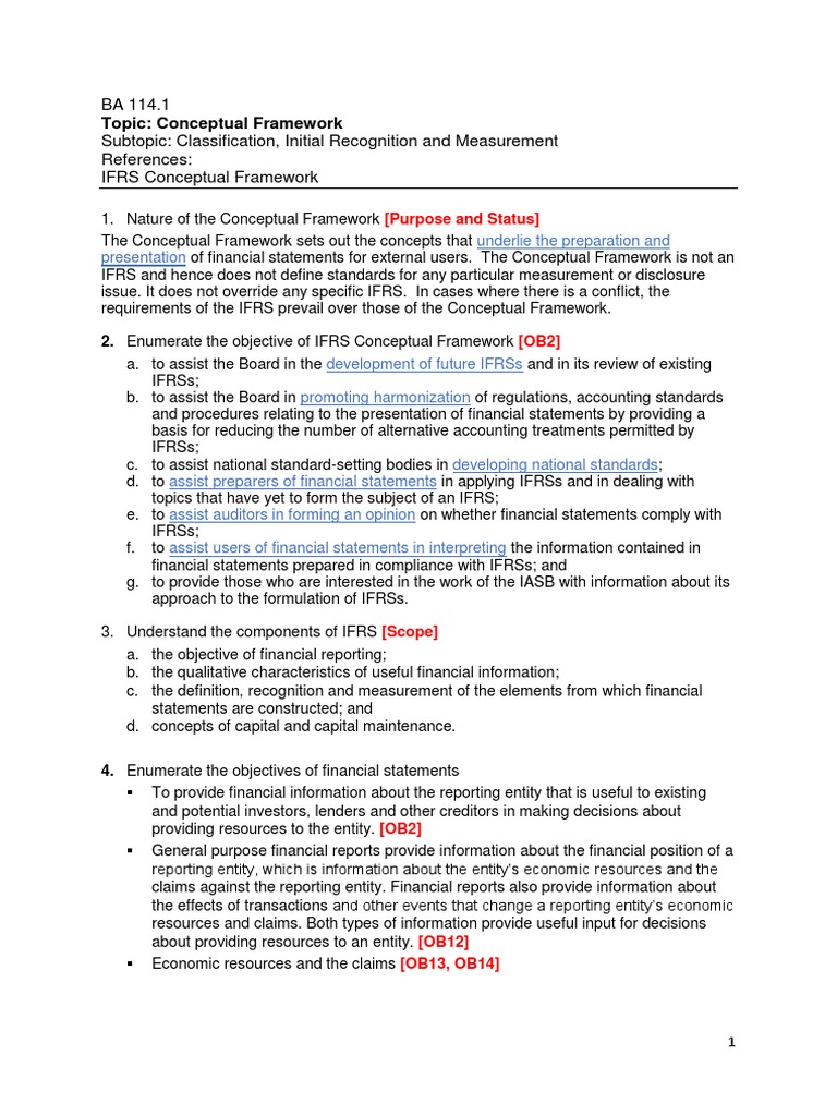1 Conceptual Framework - Lecture Notes PDF | PDF | International ...