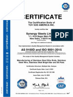 Certificate: AS 9100D and ISO 9001:2015