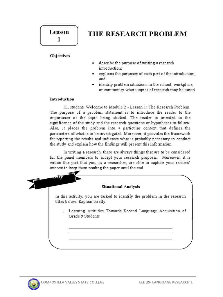 Research Problem Analysis in Language Studies | PDF | Question | Theory