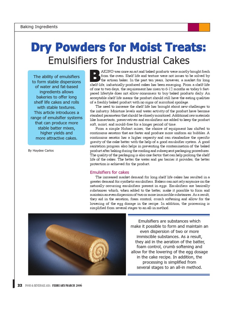 Emulsifiers For Cakes PDF Cakes Baking
